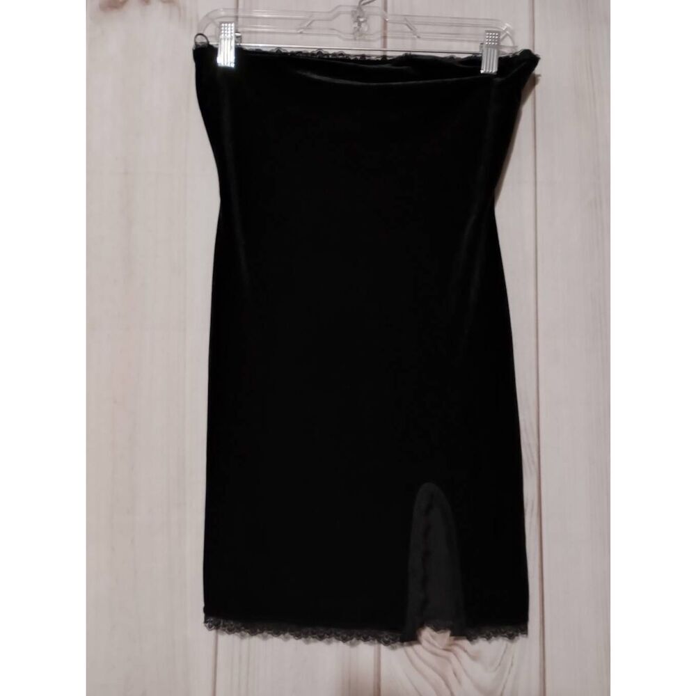 Forever 21 Dress Ladies Small Strapless Black Velvet Mini Bodycon Rave Whimsigot